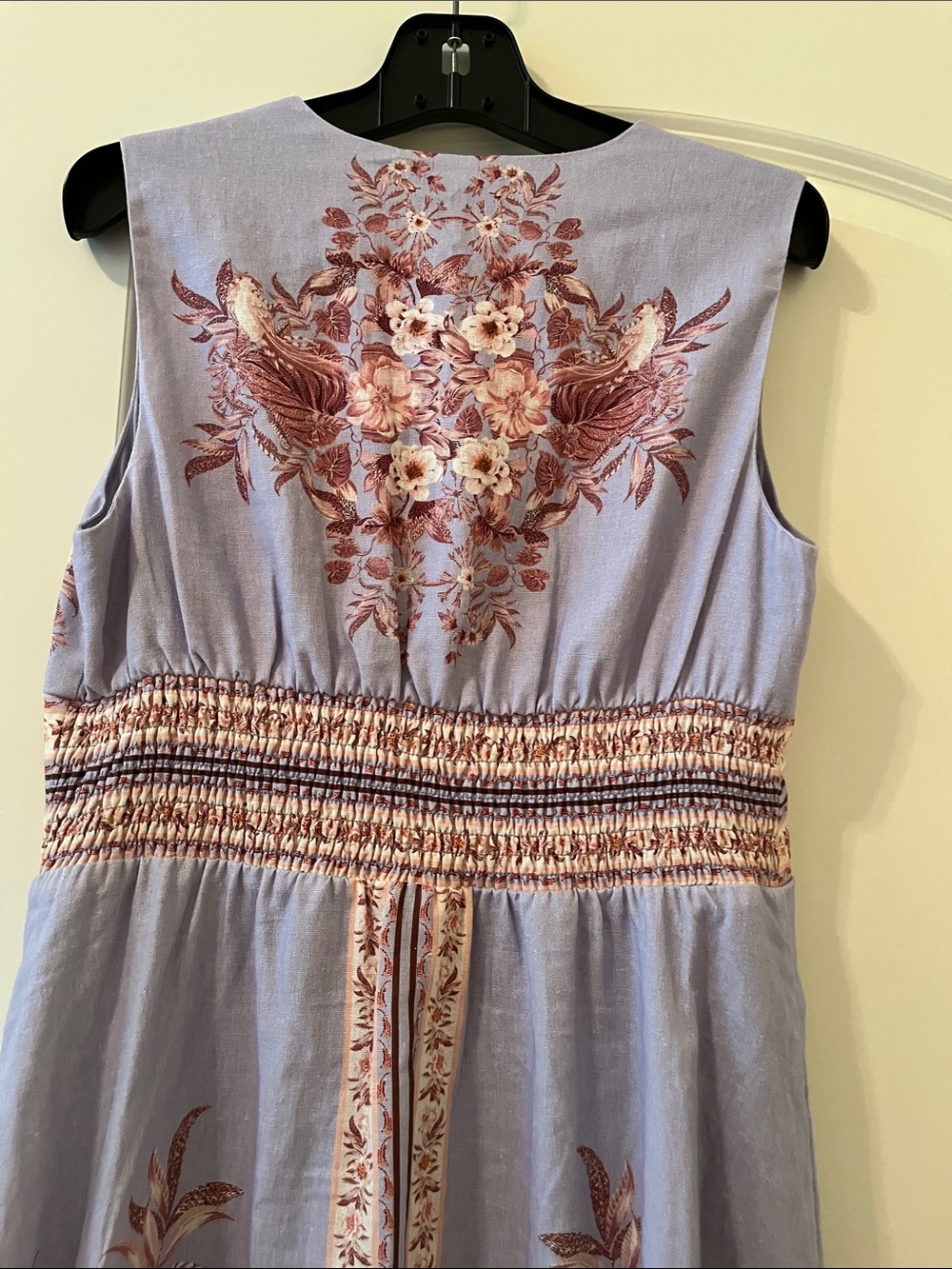 Caroline Constas linen blend dress , lilac color, brown flowers, lining.NWT. 12 - Picture 8 of 10